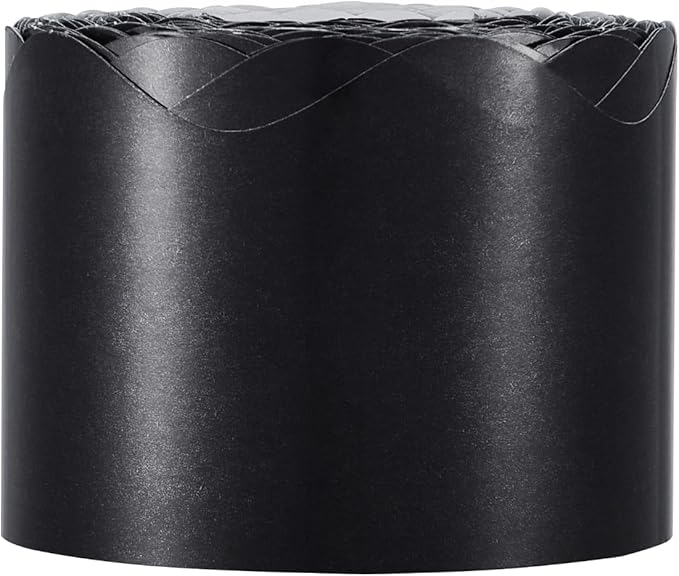 VEVOR Bulletin Board Border, 65.6 Feet Rolled Border Trim, Scalloped Bulletin Board Paper with Wavy Line Design, Classroom Border for Bulletin Board, School, Classroom, and Locker Decoration, Black