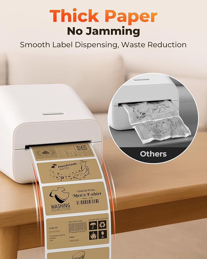 MUNBYN 4” X 2” Direct Thermal Labels, Thermal Printer Stickers, Strong Adhesive & Perforated Labels Paper for Barcode, Mailing, 500 Sheets/1 Roll, Brown