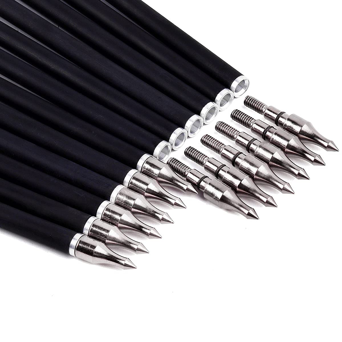 LWANO 30" Carbon Arrows-Archery Target Practice Hunting Arrows with 4" Turkey Feather Spine 500 for Recurve & Long Bow(Pack of 12) (Bule)