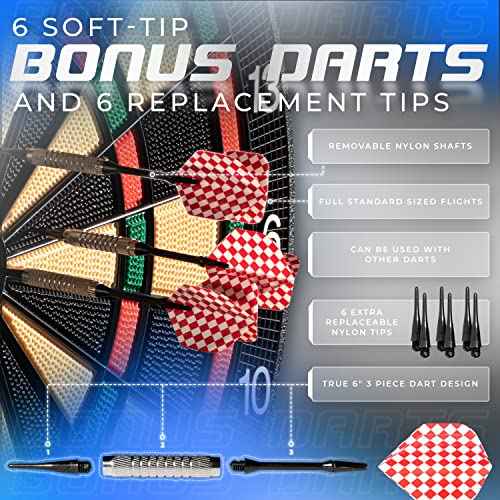 Franklin Sports Electronic Dart Board Sets - Soft Tip Electric Dartboard with Digital Scoreboard - (6) Darts Included