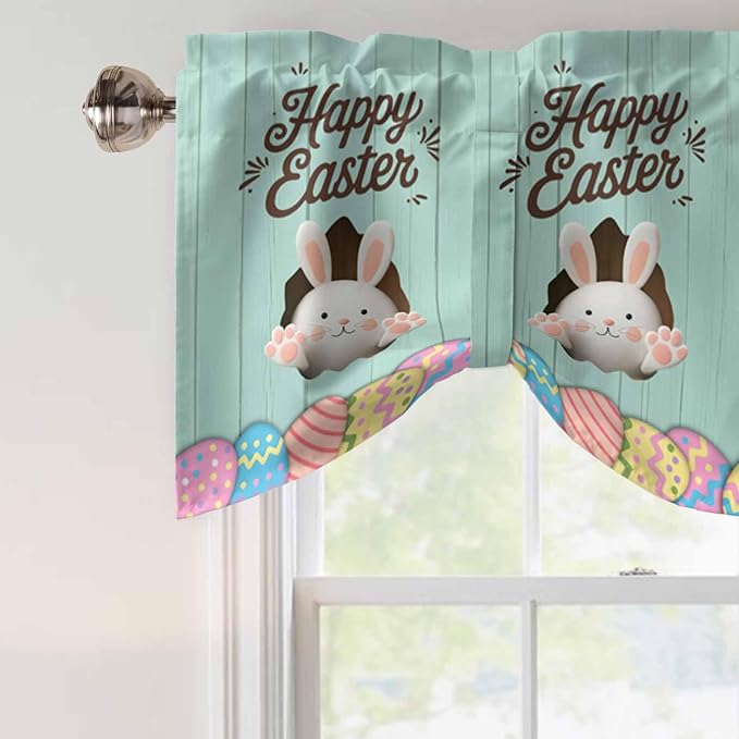 Green Easter Tie Up Valance Curtains