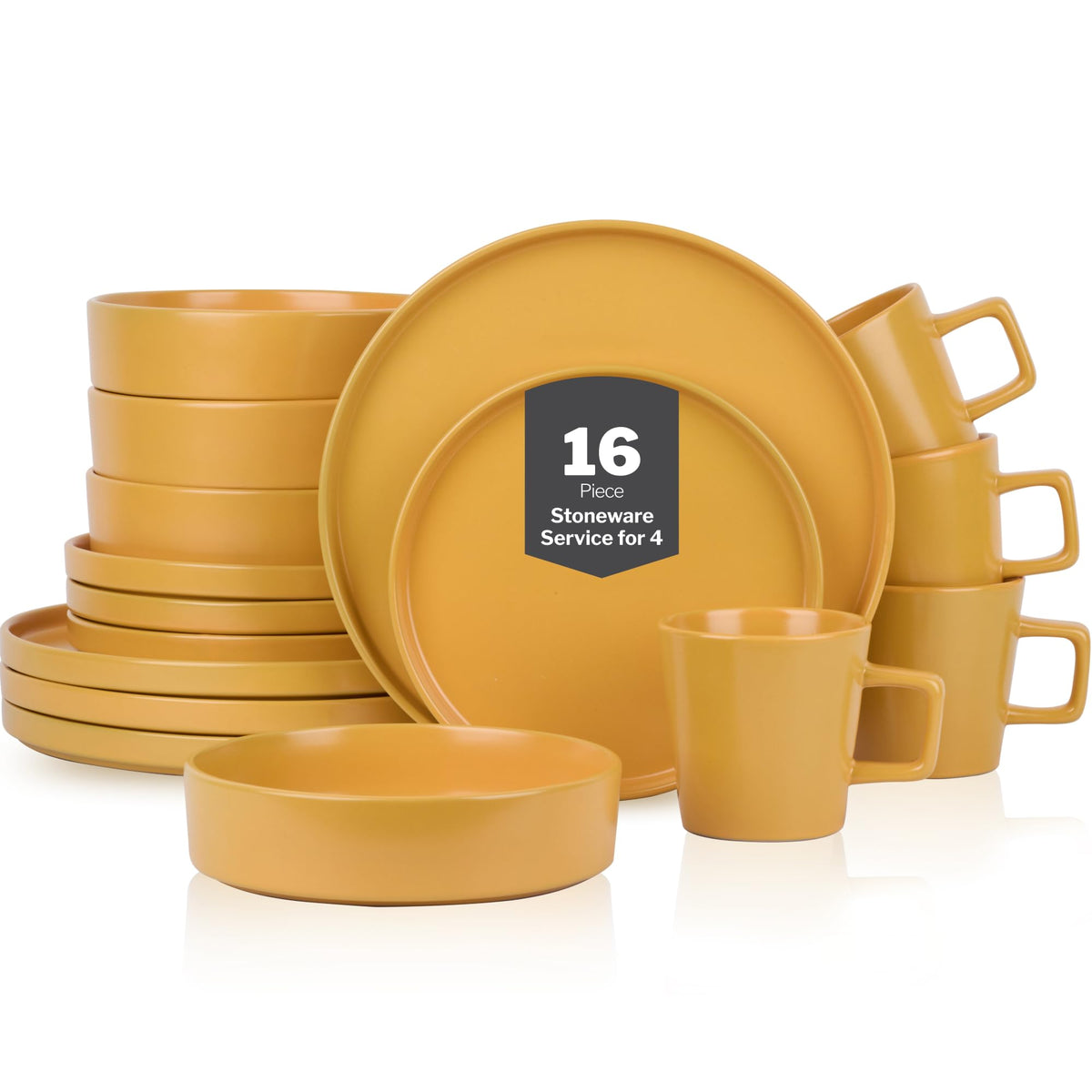 Stone Lain 32 Piece Stoneware Dinnerware Set, Service for 8, Gray Matte