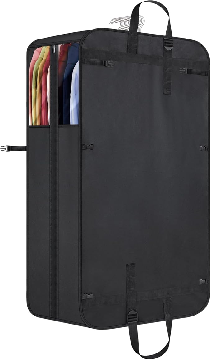 Univivi Garment Bags for Hanging Clothes, 50" Heavy Duty Suit Bags, Extra Capacity Clothes Bags for Moving, Suit Cover with Handles and Buckle Straps for Suit, Coat, Jacket