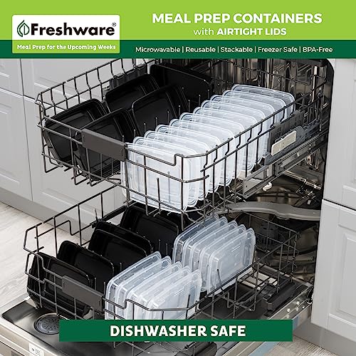 Freshware Meal Prep Containers [150 Pack] 1 Compartment with Lids, Food Storage Containers, Bento Box, BPA Free, Stackable, Microwave/Dishwasher/Freezer Safe (24 oz) - size: 24OZ-150PK