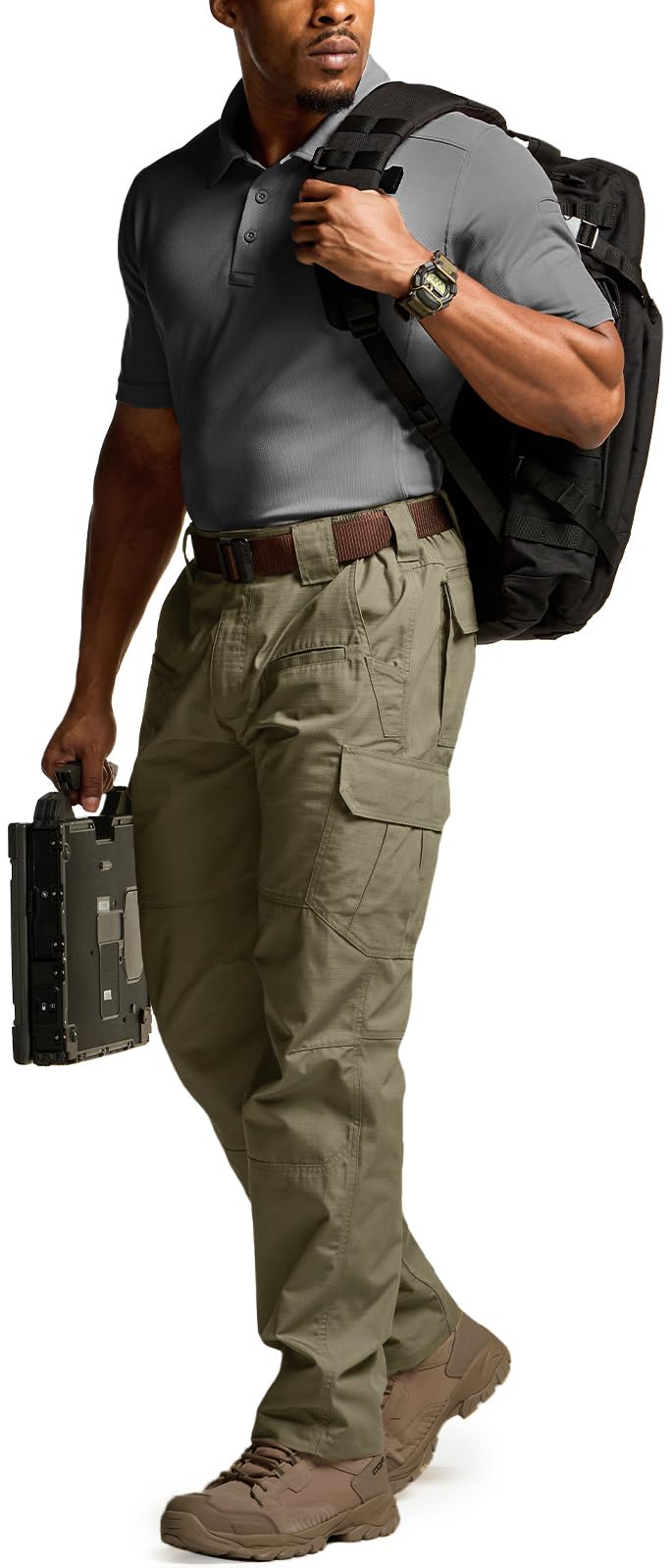 CQR Men's Tactical Pants, Water Resistant Ripstop Cargo Pants, Lightweight EDC Work Hiking Pants, Outdoor Apparel, Raider Soil Green, 36W x 34L