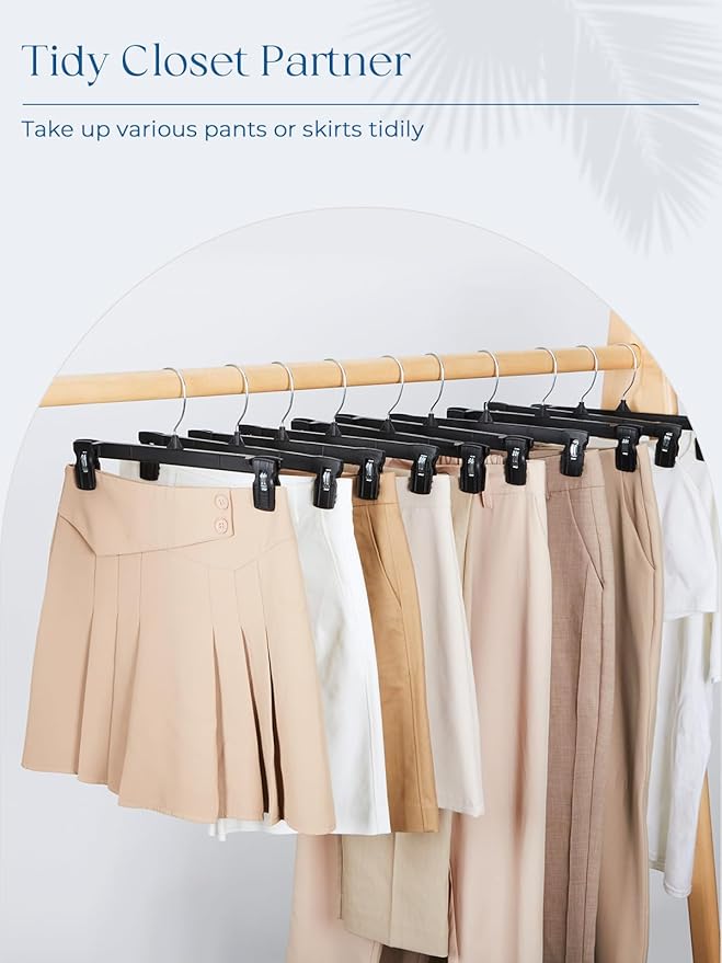 Smartor Pants Hangers - 90 Pack, Black Pant Hangers with 360° Hooks, Shorts Hanger with Strong Clamps, Dress, Heavy Duty Hanger for Trousers, Skirt, Jeans, Slacks (10 Inch)
