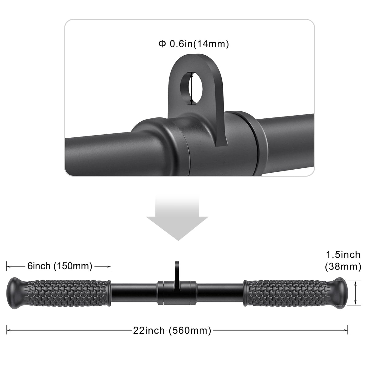 SELEWARE 22" Straight Bar Cable Attachment Tricep LAT Pull Down Attachment