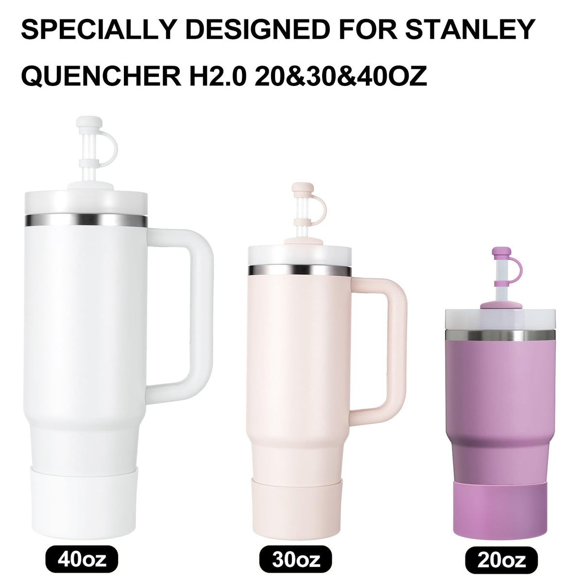 HYZ 8pcs Stanley Cup Accessories, Spill Proof Stopper & Boot Set, Frost