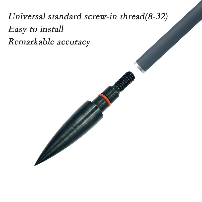 Archery Points 75/100/125/150 Grains - 12pcs Stainless Steel 5/16 Inch Screw-in Bullet Points, Arrow Tips for Crossbow, Recurve & Compound Bow, Target Practice & Hunting (125 grain field points)