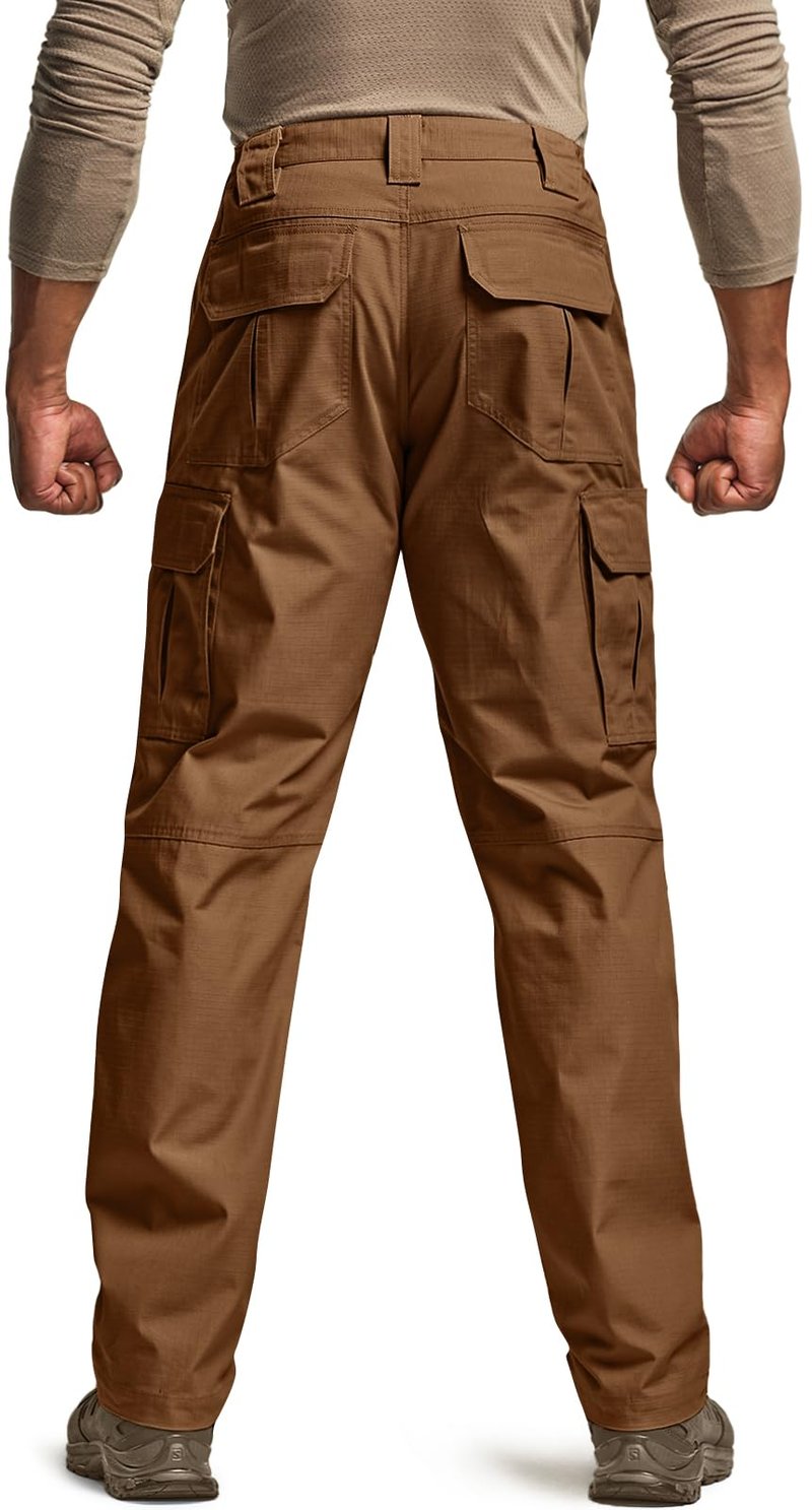 CQR Men's Tactical Pants, Water Resistant Ripstop Cargo Pants, Lightweight EDC Work Hiking Pants, Outdoor Apparel, Raider Copper Brown, 44W x 30L
