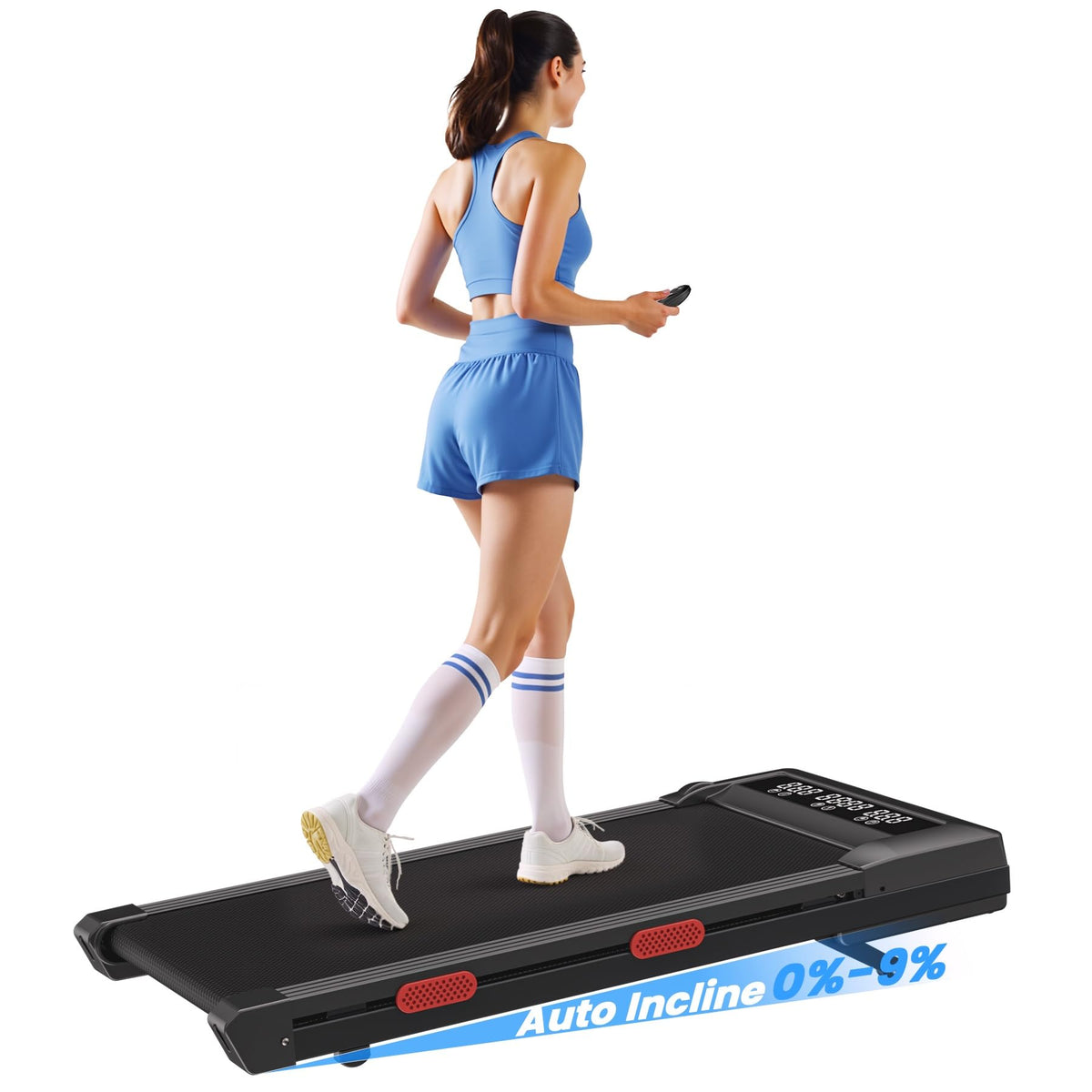 Superun Treadmills Walking Pad with 9% Auto Incline for Home Office, 3 in 1 Under Desk Walking Pad with Wide LED Display, Walking Pad with Smart APP & Remote Control, 300 Lbs Capacity