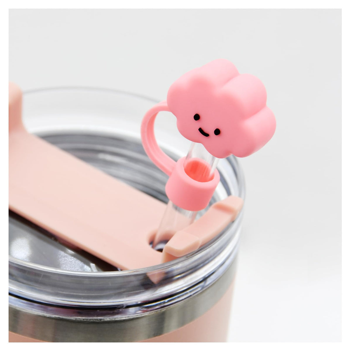 Meitesti Cover Cap for Stanley Cups, Topper Compatible with 30 & 40 Oz Tumblers, Reusable Dust-Proof Silicone Lids, Drinking Straw Covers, 6pcs All Pink
