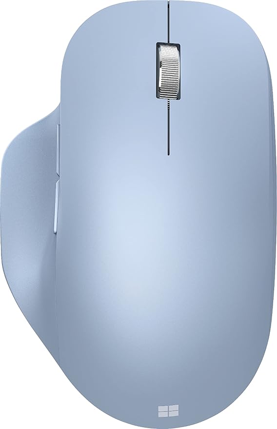 Microsoft Bluetooth Ergonomic Mouse - Pastel Blue - with thumb rest, precise tracking, and customizable buttons