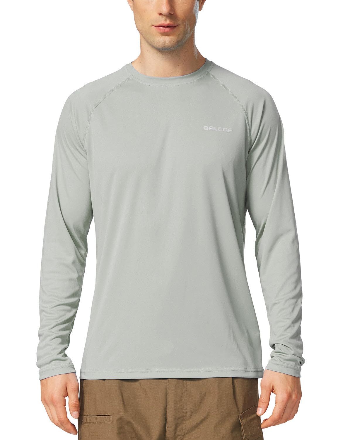 baleaf Mens UPF 50+ Sun Protection Shirts Long Sleeve Rash Guard, Quick Dry 4-Way Stretch for Fishing Swimming Surfing 2 Pack-Gray XL