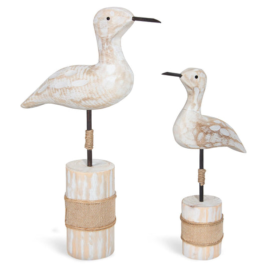EVINIS Wooden Sea Birds Statues Coastal Decor, White Seagull Statues for Nautical Coastal Beach Ocean Home Decoration (2Packs)