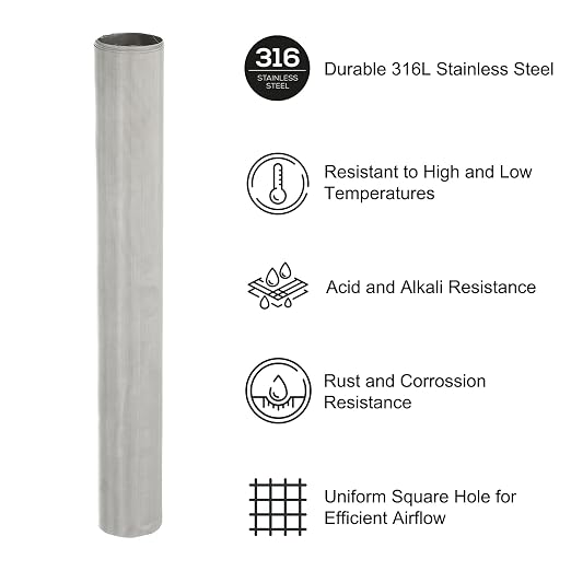 PATIKIL 40" L x 10" W Woven Wire Mesh, 300 Mesh 316L Stainless Steel Air Vent