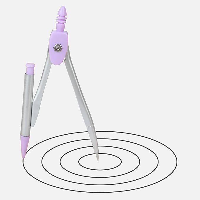 LABANCA 8 Pcs Compass Set with Protractor Rulers Pencil for Math Geometry (07434 Purple)