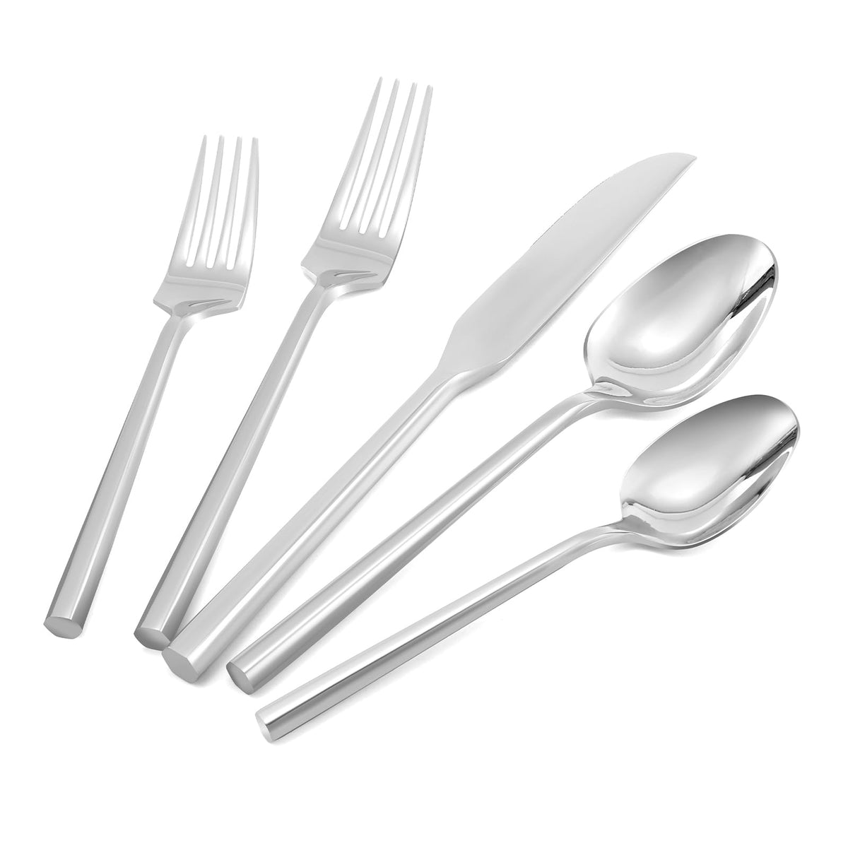 DEACORY Gold Silverware Set Matte Finish Hexagon Handle Service for 12