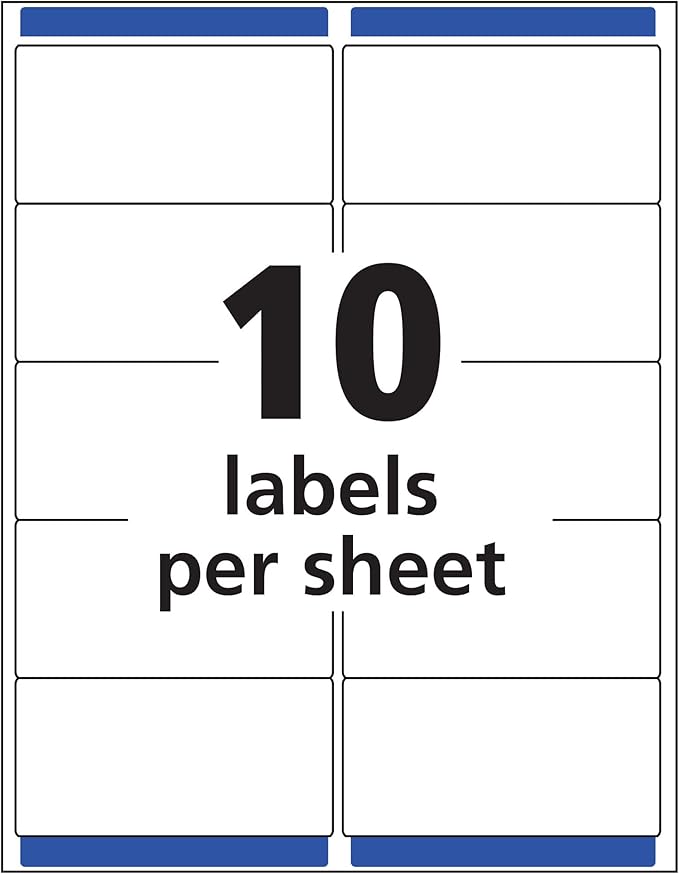 Avery Printable Shipping Labels with Sure Feed, 2" x 4" Customizable Stickers, Matte Clear, 1,250 Blank Mailing Labels Total, Great for Mailing, Shipping, and More (5-Pack of 8663)