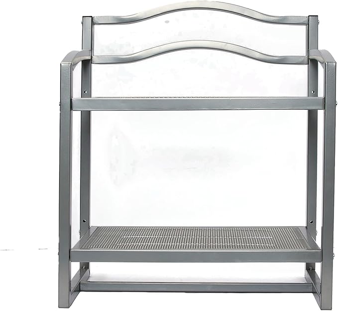 Household Essentials 2-Tier Metal Wall Mount Bathroom Storage Rack, Silver