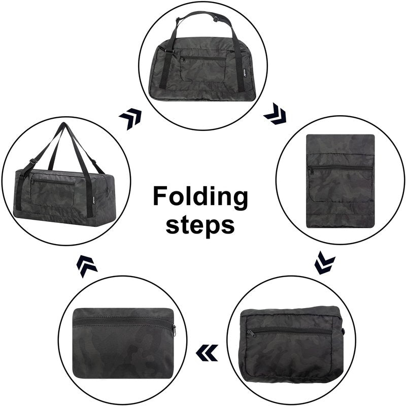 HOLYLUCK Foldable Travel Duffel Bag For Women & Men Luggage Great for Gym (midnight camo)