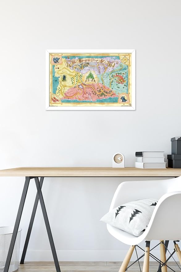 The Wizard Of Oz - Map Wall Poster, 22.4L" x 14.7W", White Framed Version