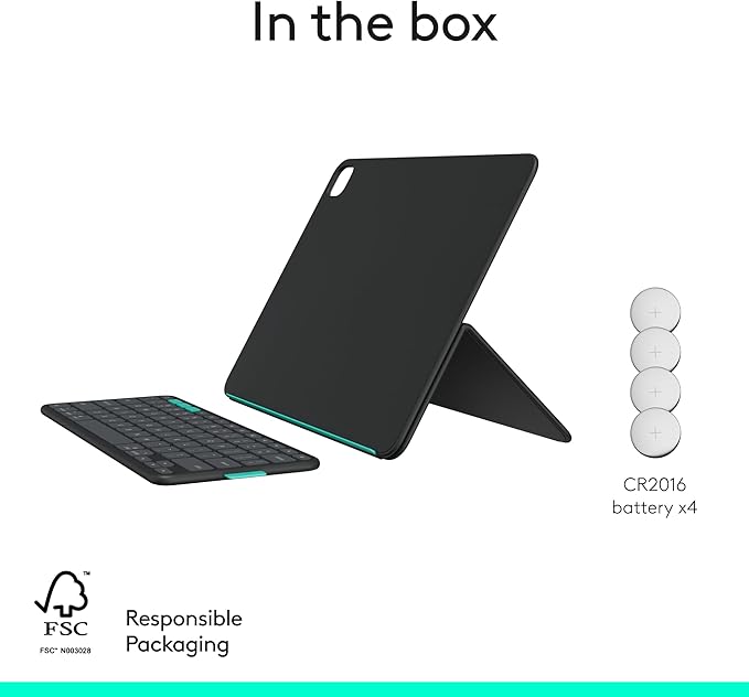 Logitech Flip Folio, Keyboard Case for iPad Pro 13-inch (M4 & M5) & iPad Air 13-inch (M2, M3 & M4) (2024, 2025 & 2026) - Protective & Stowable Bluetooth Keyboard Case, Multi-Device - Midnight Black