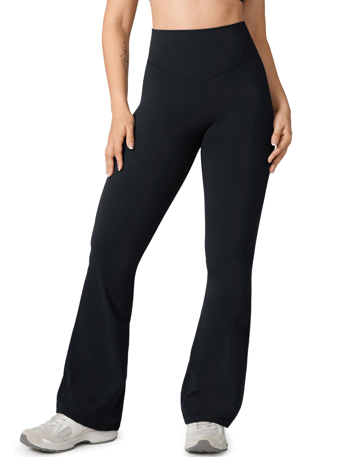 UNISSU Hugcurve No Front Seam High Waisted Flare Leggings for Women Bootcut Yoga Pants Buttery Soft Lounge Workout - 31.5'' Black Large