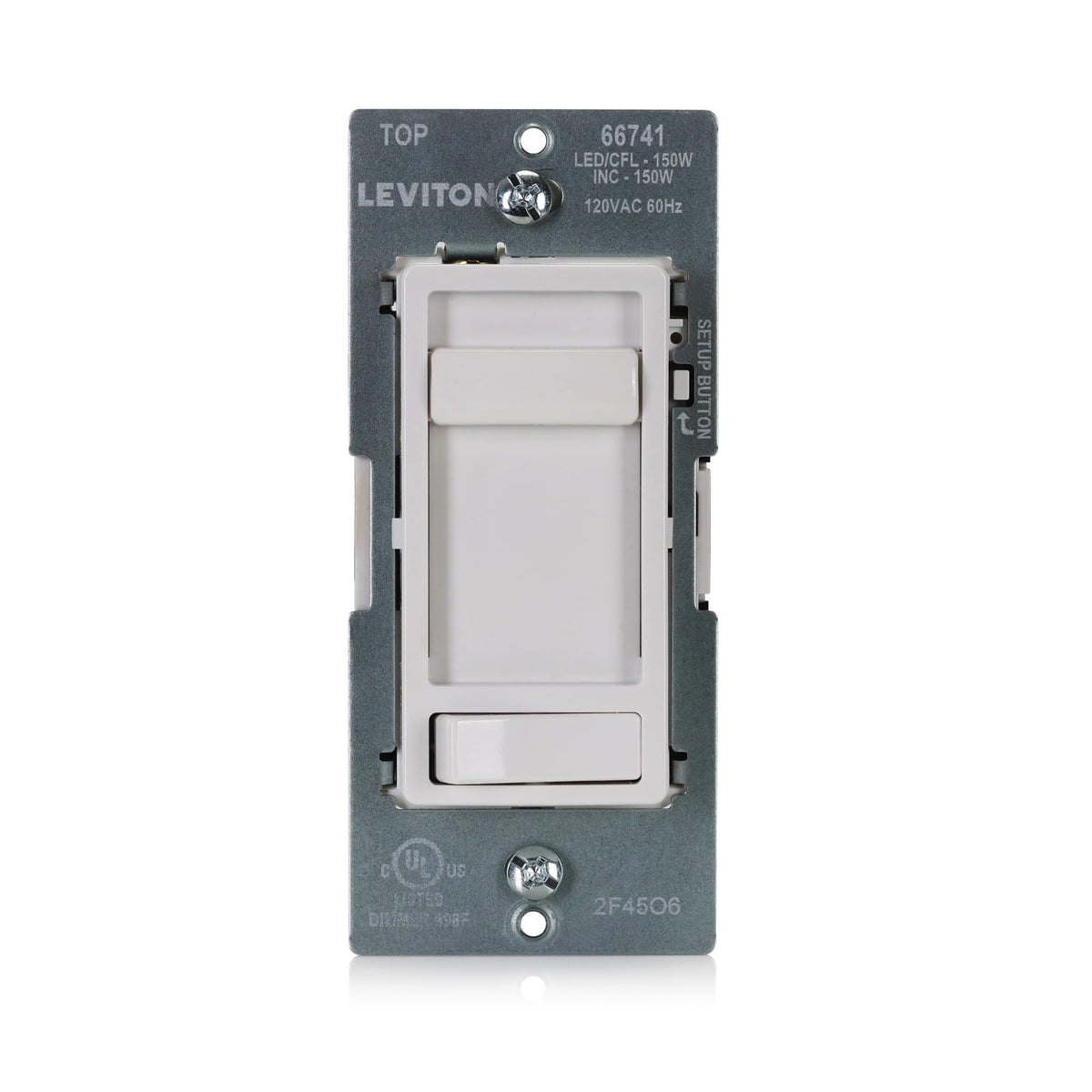 Leviton SureSlide LED Advanced Dimmer Switch for 150W Dimmable LED, Halogen and Incandescent Bulbs and Fixtures, 66741-W, White