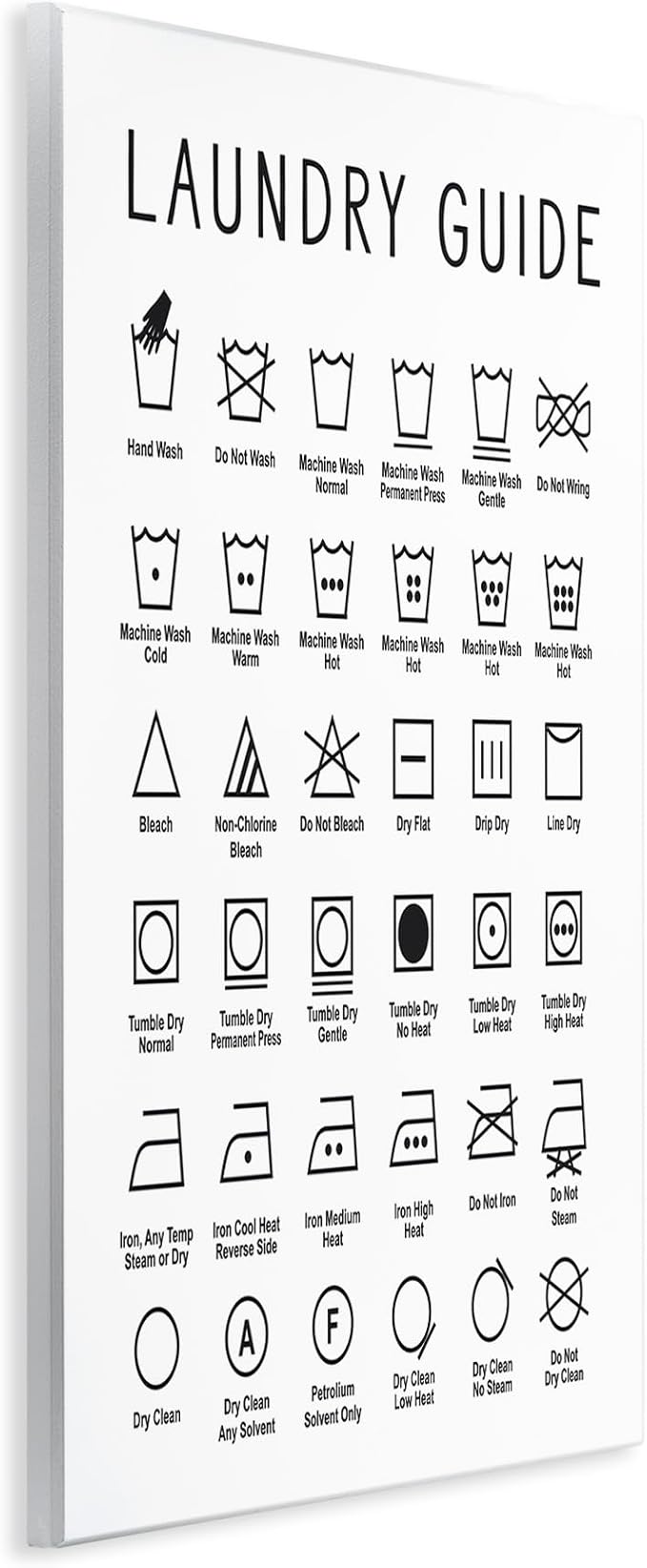 Stupell Industries Minimal Laundry Guide Cleaning Chart Helpful Symbols, Designed by Lettered and Lined Wall Plaque, 10 x 15, Black