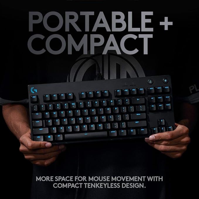 Logitech G PRO Mechanical Gaming Keyboard, Ultra Portable Tenkeyless Design, Detachable Micro USB Cable, 16.8 Million Color LIGHTSYNC RGB backlit keys (Renewed)