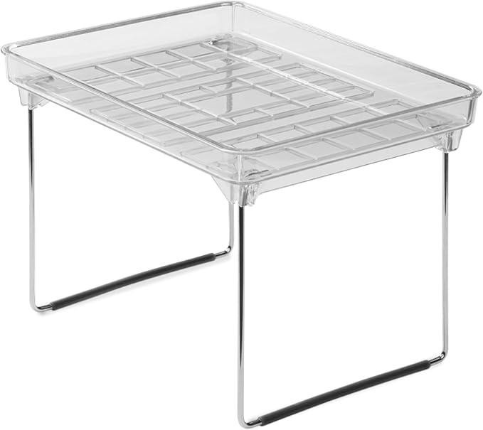madesmart Stacking Shelf, Small, Clear, Vertical Storage with Airflow Holes, Organizer for Spices, Make-Up, Bottles & Jars, Clear