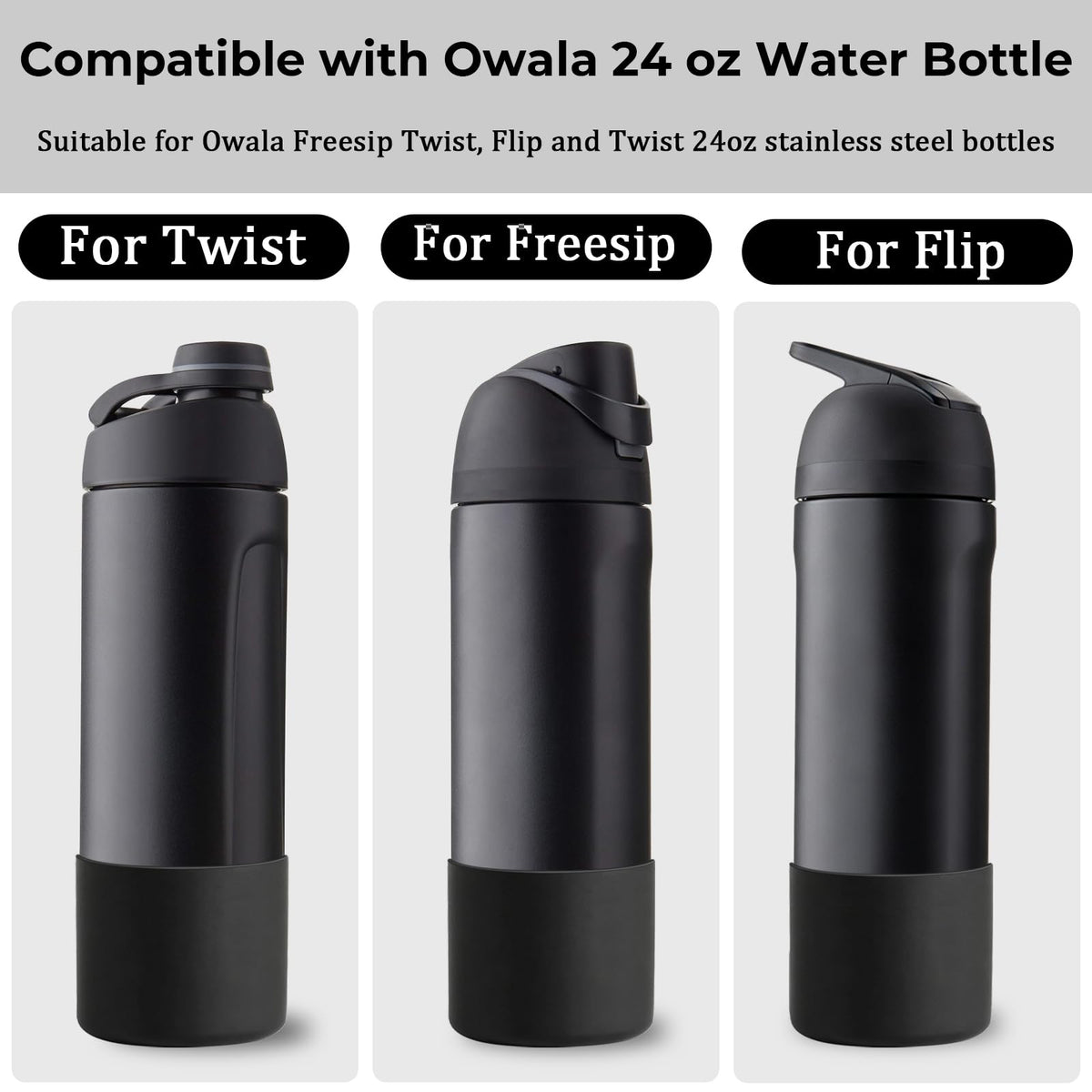 2-Pack Silicone Boot for Owala 24 oz Water Bottles, Anti-Slip Protective