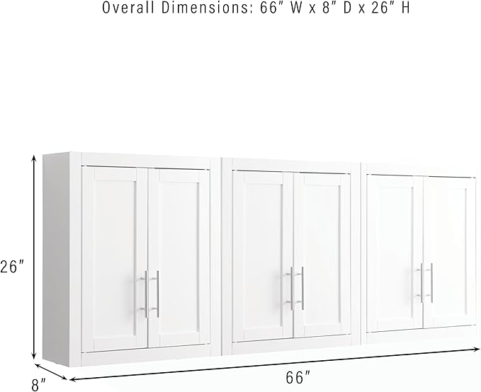 Crosley Furniture Savannah 3-Piece Wall Kitchen Storage Cabinet, Cabinets for Laundry, Bathroom, White