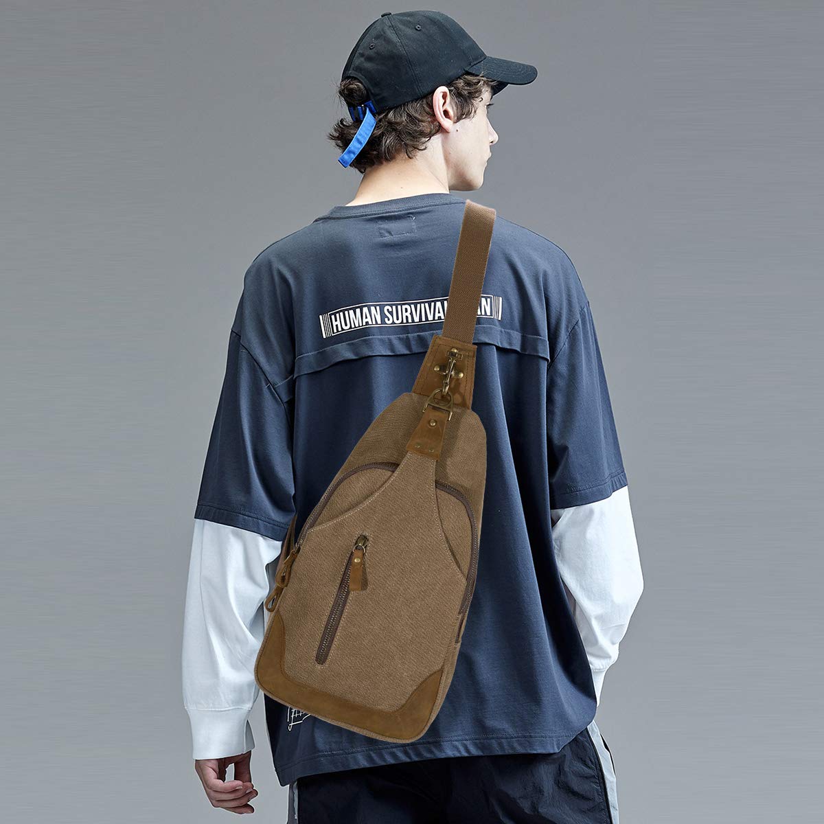 KL928 Canvas Sling Bag Crossbody Bags Casual Shoulder Daypack for Men Women