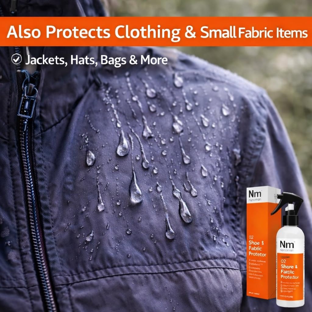 Nanoman Shoe & Fabric Protector Spray 250mL – Waterproof & Stain Repellent for Sneakers, Suede, Leather & Clothing | PFAS-Free