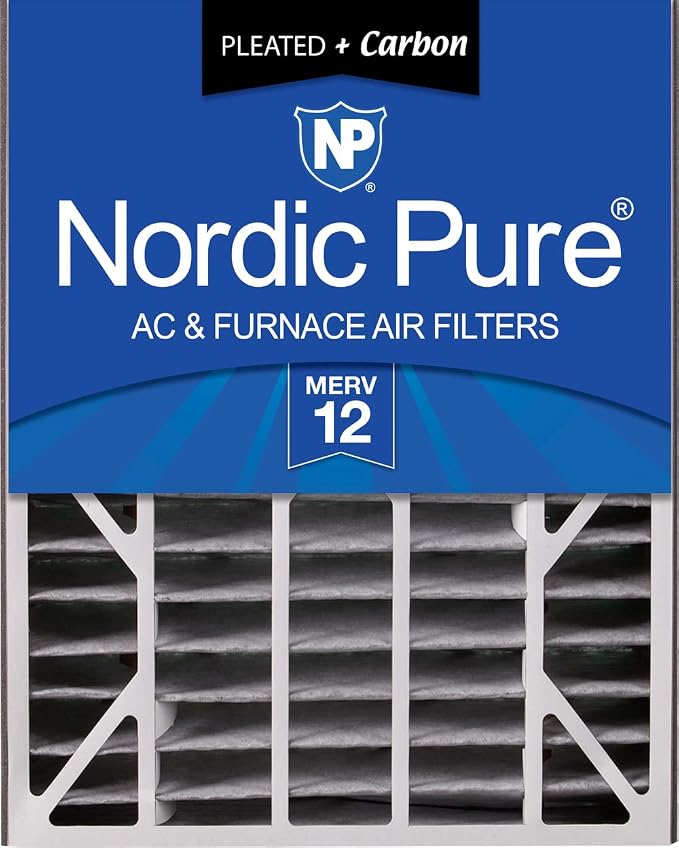 Nordic Pure 20x25x5 Air Bear Air Filter Replacement MERV 12 Pleated + Carbon 1