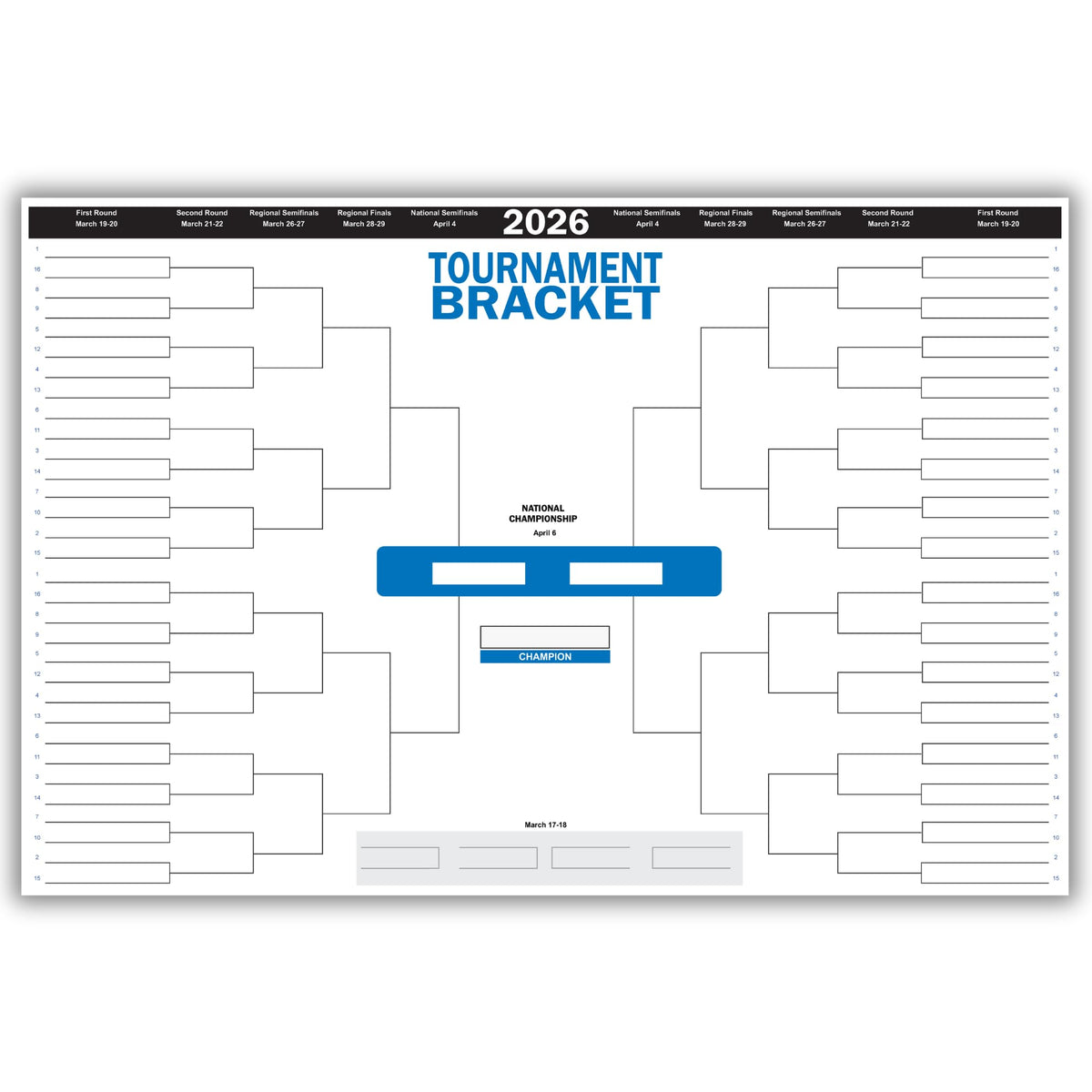 Copy King 2026 Men's March Basketball Tournament Dry Erase Bracket Poster 24"x36"