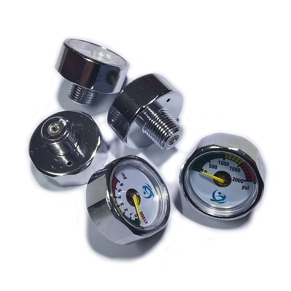 Aopkeo 1 inch Pressure Gauge Mini Micro Manometre 1/8NPT for Paintball PCP Airsoft Mountaineering Diving 1500psi, 2000psi, 3000psi, 5000psi, 6000psi (1/8NPT-3000psi)