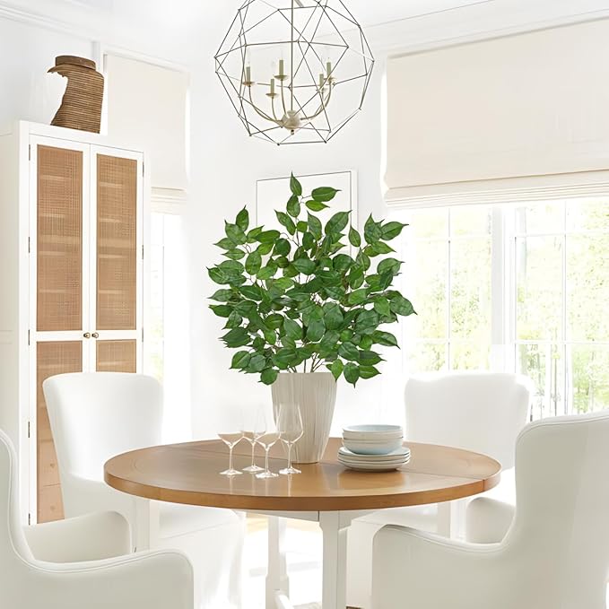 Ficus Leaves Artificial Branches 41.3" Faux Ficus Tree Branches Fake Greenery Plant Spray for Tree DIY Arch Wedding Bouquet Wreath Wall Decor - 3PCS