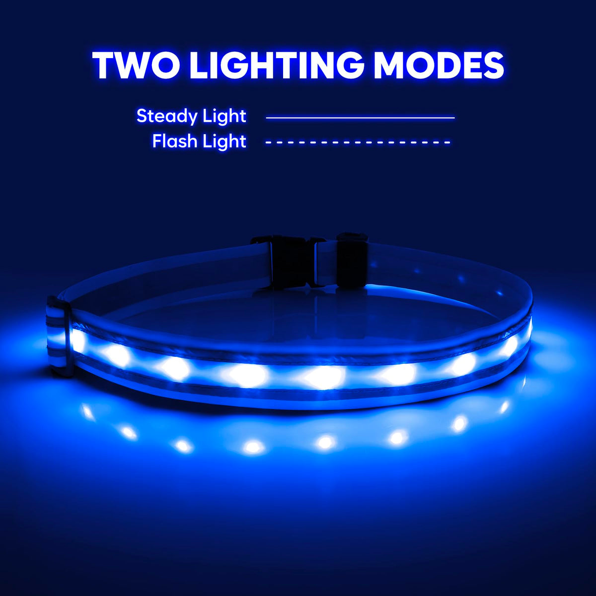 Illumifun LED Running Belt - USB Rechargeable Reflective LED Waistband, Wearable Waist Safety Light for Running, Cycling, Camping, Walking (Royal Blue)