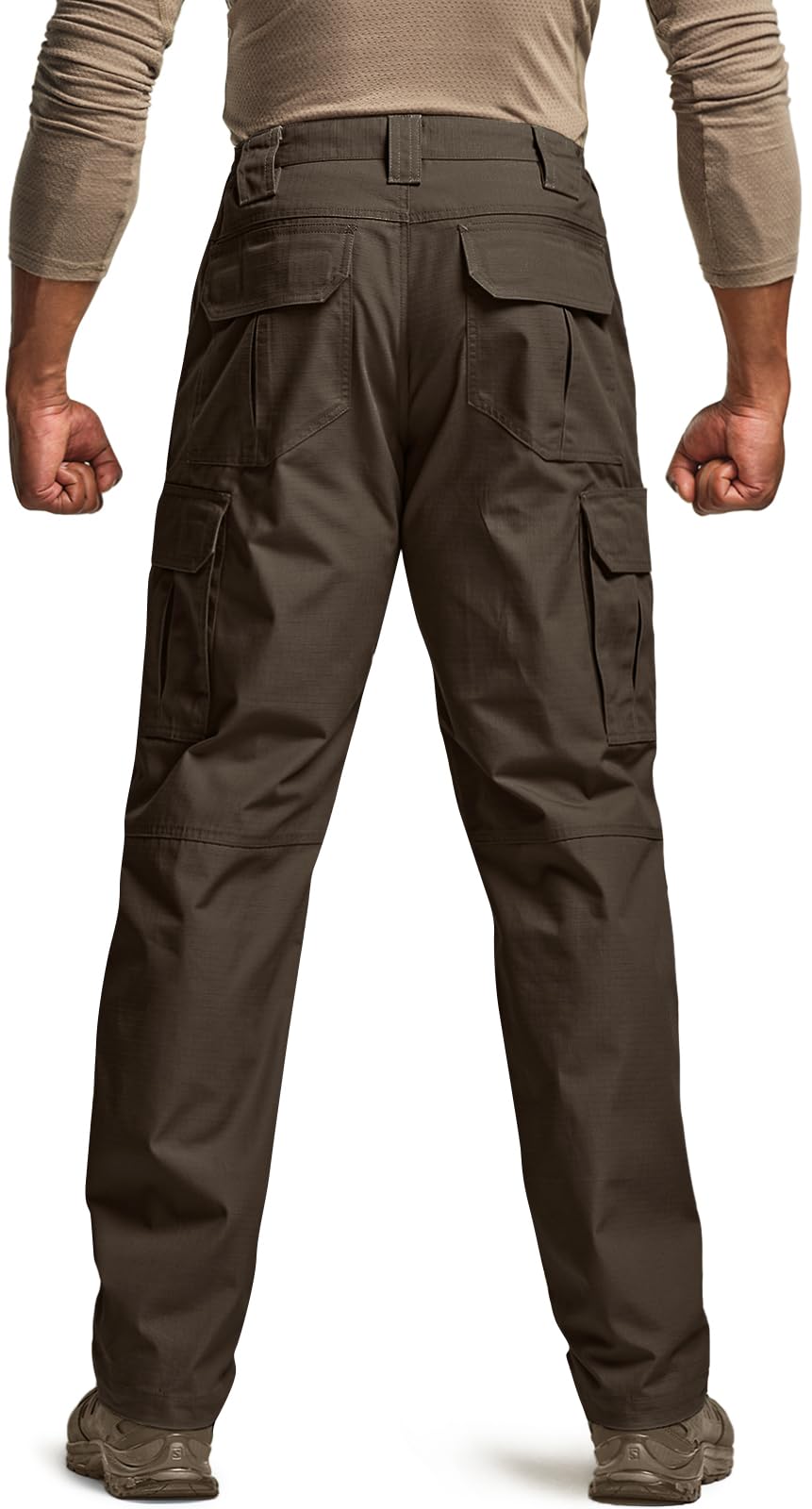 CQR Men's Tactical Pants, Water Resistant Ripstop Cargo Pants, Lightweight EDC Work Hiking Pants, Outdoor Apparel, Raider Dark Brown, 44W x 30L