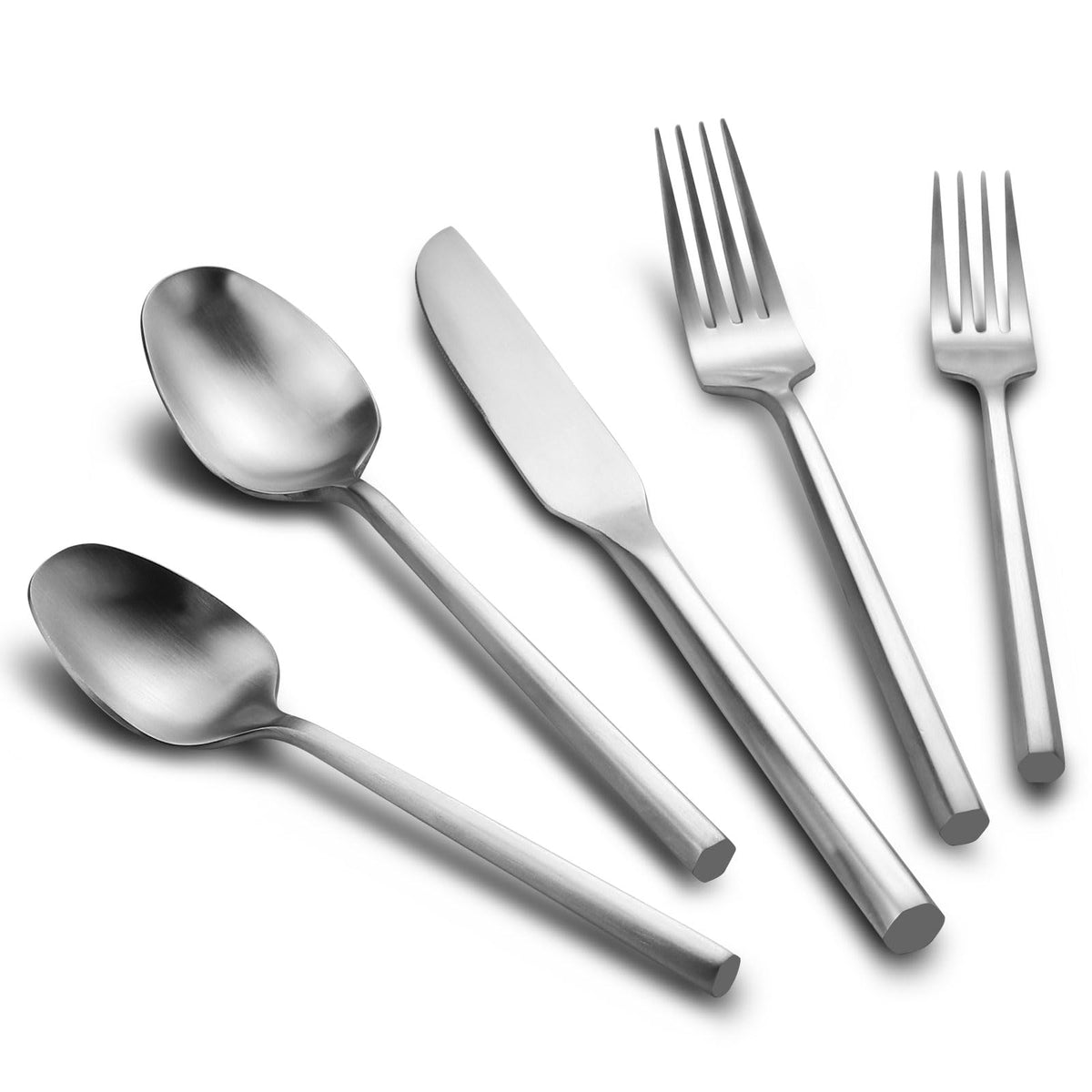 Kelenfer Gold Silverware Set with Hexagon Handle 30 Pieces Service for 6