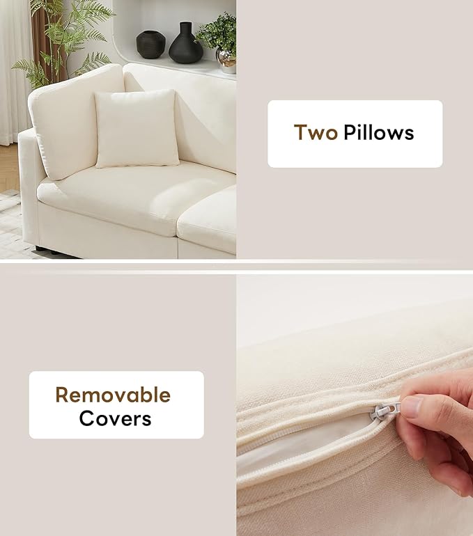 Tbfit Modern Sectional Sofa with Storage, Comfy Cloud Modular Couch with Down-Filled Cushions, Sofa for Home, Living Room, Beige