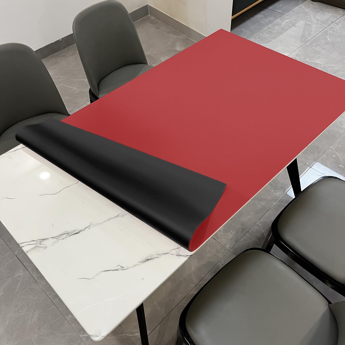 Zinkooat Leather Table Pad,1.8mm Thick,40x66 Inch,Table Pads for Dining Room Table Rectangular,Table Protector for Dining Room Table,Dining Table Cover Protector(Beige+Light Gray,40x66)