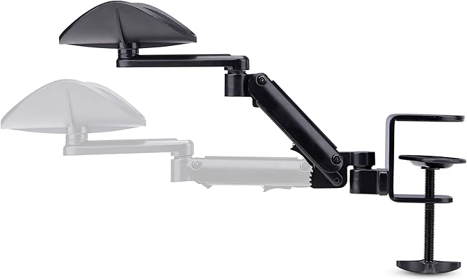 StarTech.com Adjustable Arm Rest for Office Desk, Ergonomic Arm/Elbow Support, 360-Degree Rotation, Clamp-On/No Drill Install