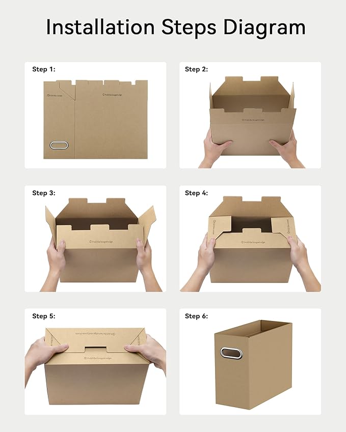 Oterri Cardboard File Organizer Box for Hanging File Folders Letter Size,File Box for Computer Desk,File Cabinet,Working Home,Office,Classroom (Brown, Letter Size - 6 Packs)