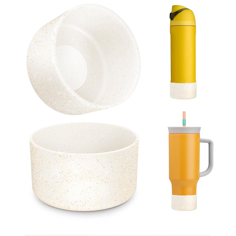 Beonsky 2 PCS Glitter Silicone Boot for Owala Water Bottle 24 oz, Anti-Slip Protective Sleeve for FreeSip/Twist/Flip Stainless Steel Water Bottles Accessories
