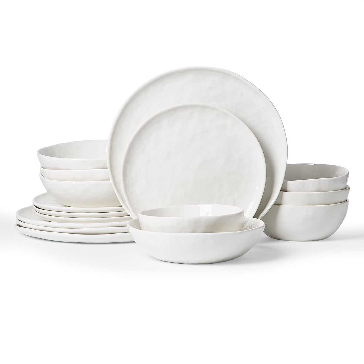 Famiware Mars Stoneware Dinnerware Set for 8, White