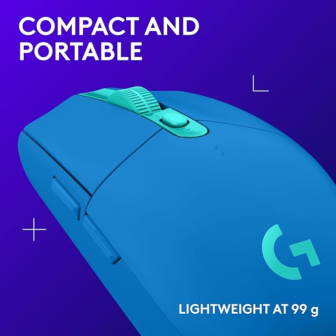 Logitech G305 Lightspeed Wireless Gaming Mouse, Hero Sensor, 12,000 DPI, Lightweight, 6 Programmable Buttons, 250h Battery, On-Board Memory, Compatible with PC, Mac - Blue